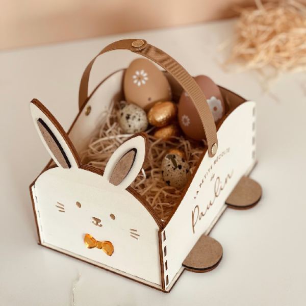 Panier en bois personnalisable Lapin de Pâques