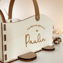 Panier en bois chasse aux oeufs personnalisable avec prénom