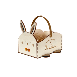 Chasse aux oeufs de Pâques panier lapin en bois