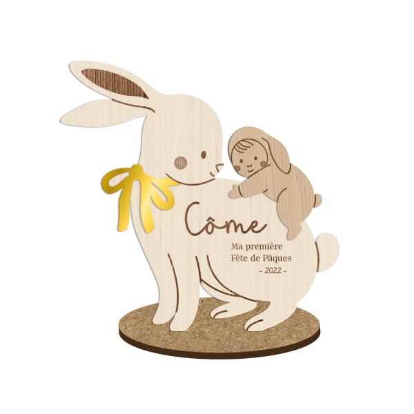 Décoration personnalisée de Pâques lapin et bébé
