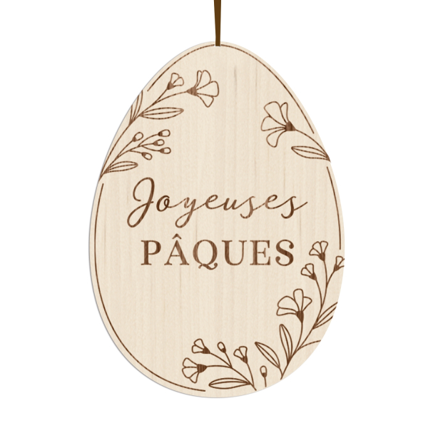 Décoration murale en bois oeuf de Pâques fleurs de magnolia