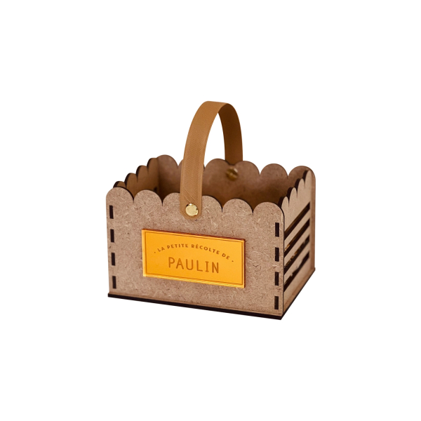 Chasse aux oeufs Pâques, panier en bois personnalisé