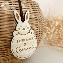 Étiquette en bois personnalisable lapin de Pâques