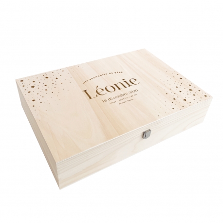 Coffret de naissance en bois à personnaliser, modèle constellation