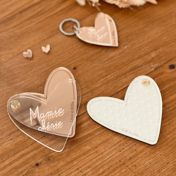 Miroir de poche coeur rose gold, cadeau grand-mère