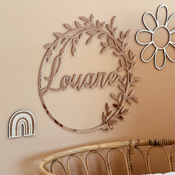 Décoration murale prénom chambre enfant rose gold