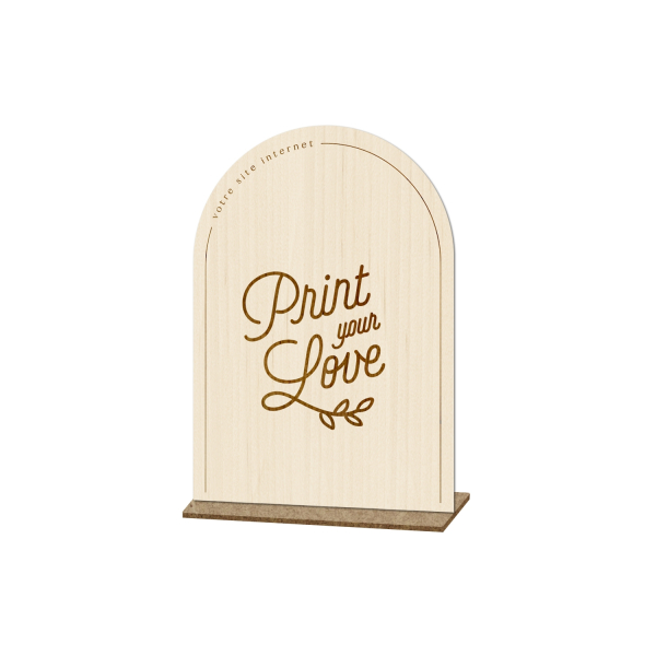 Présentoir sur pied en bois avec votre logo