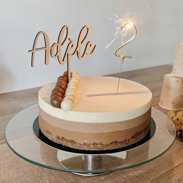 Prénom en bois gâteau anniversaire enfant