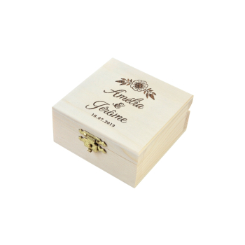 Boîte à Alliances En Bois De Noyer Personnalisable - Intérieur Velours, Ouverture Bascule, Cadeau