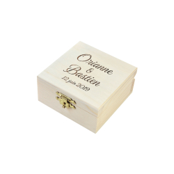 Boîte à alliances en bois gravée calligraphie