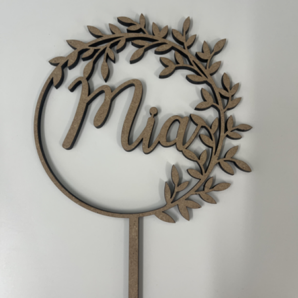 Cake topper couronne de feuillage MIA