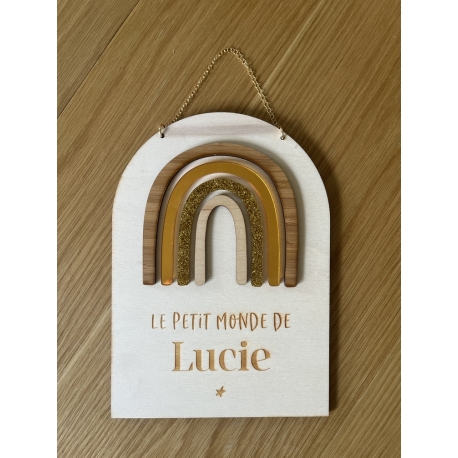 Pancarte naissance arc-en-ciel LUCIE