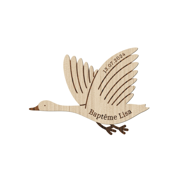 Magnet en bois oie, cadeaux d'invités baptême