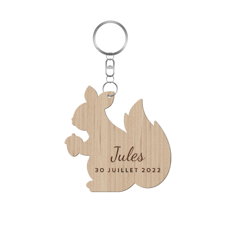 Porte-clefs en bois à personnaliser thème eucalyptus parrain marraine