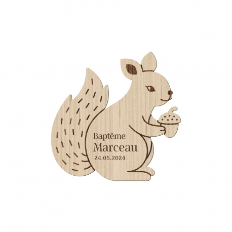 Magnet en bois personnalisé écureuil thème forêt