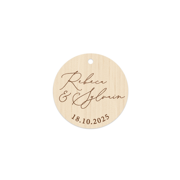 Étiquette en bois personnalisée pour cadeaux d'invités mariage