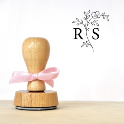 Tampon mariage personnalisé, tampon mariage initiales fleurs
