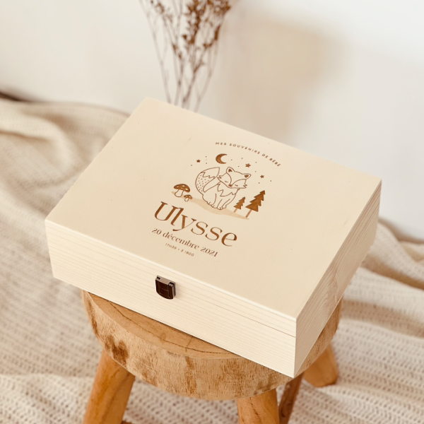 Coffret naissance souvenirs bébé, thème forêt