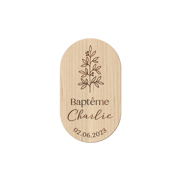 Magnet en bois personnalisé baptême ou anniversaire