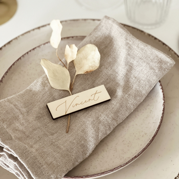 Marque-place mariage personnalisé, marque-place en bois