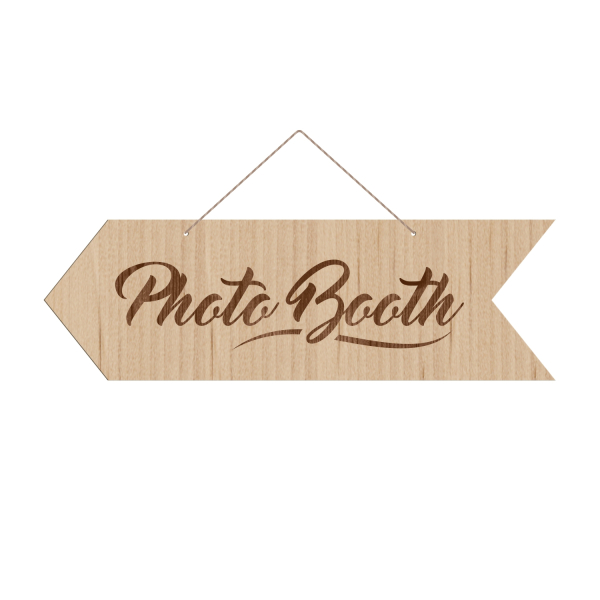 Panneau directionnel en bois gravé Photo Booth