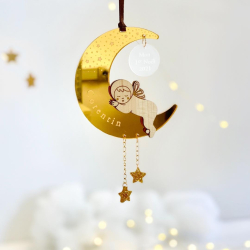 Suspension de Noël lune et bébé à personnaliser