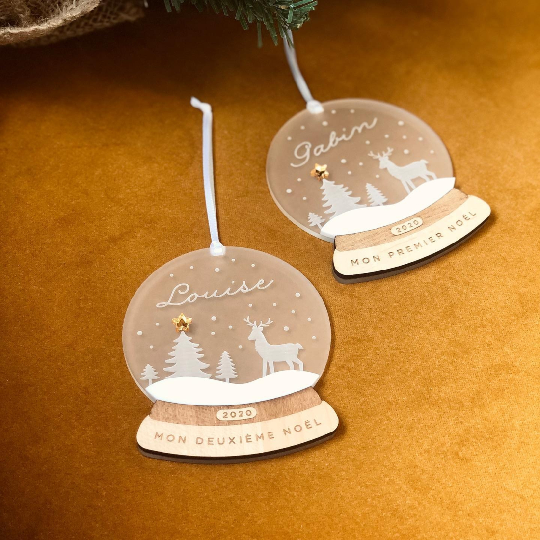 Boule De Noël Personnalisable Avec Prénom - En Bois Massif Gravé, Souvenir Unique Pour Famille Et Amis