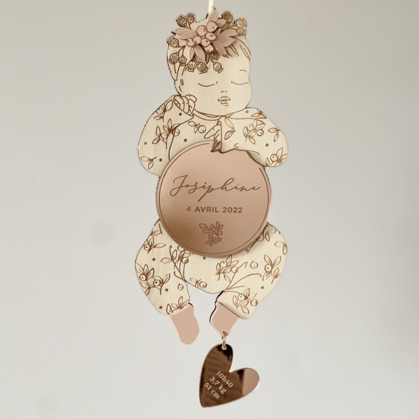 Cadeau naissance personnalisé, poupon en bois à personnaliser
