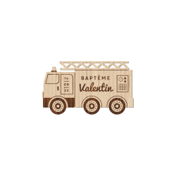 Magnet personnalisé en bois camion de pompier