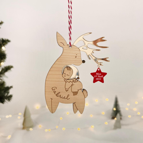 Suspension sapin de Noël personnalisée Renne Marie Savart x Print Your Love