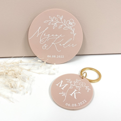 Cadeaux d'invités mariage personnalisés et originaux, porte-clés blossom
