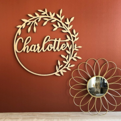 Décoration murale chambre enfant, prénom en bois couronne en médium