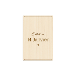 Carte postale en bois personnalisée date de rencontre