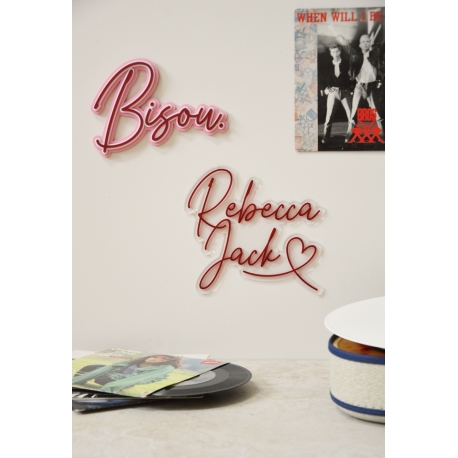 Enseigne Bisou en plexiglas, cadeau Saint Valentin