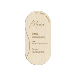 Menu de mariage en bois à personnaliser