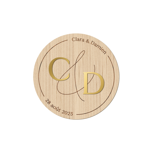 Magnet en bois mariage à personnaliser, cadeaux d'invités tendances