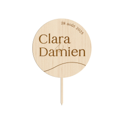 Cake topper mariage en bois personnalisé prénoms
