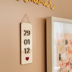 Affiche date qui compte en bois, cadeau mariage saint valentin