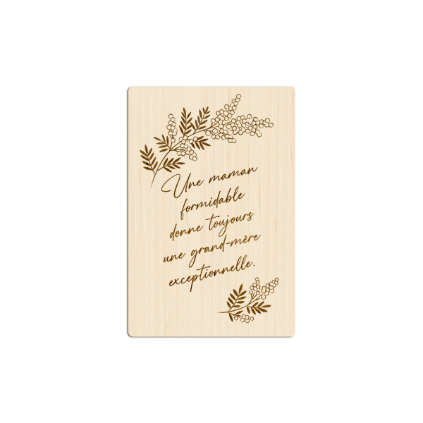 Carte de voeux en bois Maman formidable donne toujours une grand-mère exceptionnelle