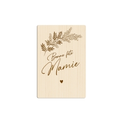 Carte postale en bois Bonne Fête Mamie, cadeau grand-mère