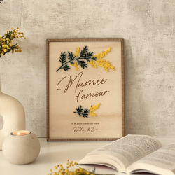 Cadeau fête des grand-mères personnalisée, affiche mimosa