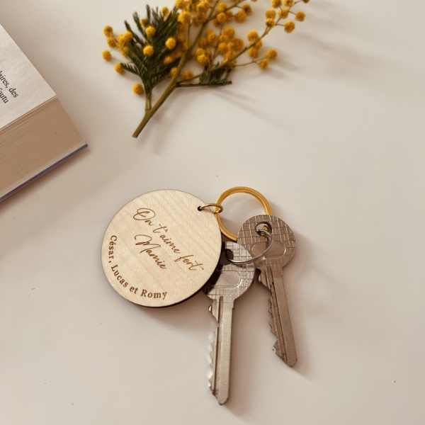 Porte-clef en bois à personnaliser fête des grand-mères