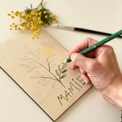 Carte en bois à décorer DIY enfants, fête des grand-mères