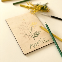 Bouquet de mimosa carte à dessiner enfants, cadeau mamie