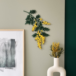 Décoration d'intérieur design et tendance, branche de mimosa