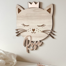 Enseigne prénom à personnaliser, anniversaire thème chat