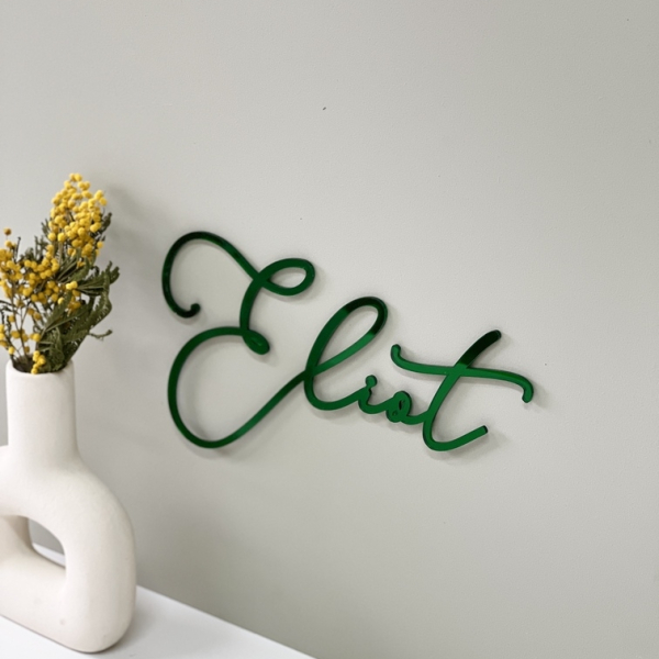 Enseigne prénom vert, décoration enfant prénom vert