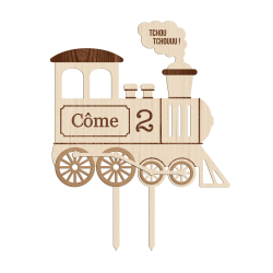 Cake topper en bois locomotive anniversaire train