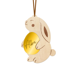 Suspension arbre de Pâques personnalisée joli lapin et son oeuf