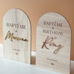 Panneau d'accueil en bois personnalisé baptême anniversaire